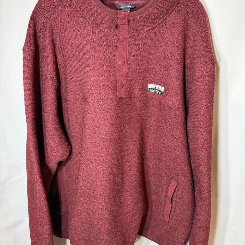 Eddie-Bauer Mens Red and Pink Sweatshirt